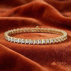 Pulsera de eslabones de moissanita dorada para mujer, joyería de moda, pulsera de tenis, regalo de aniversario nupcial, estilos elegantes, lujo - Product Image 3