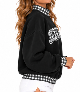 Sudadera de cuello alto para mujer, personalizada OEM, con logo bordado, de algodón suave y forro polar, transpirable, estilo casual urbano, talla grande - Product Image 5