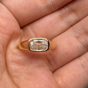 2 Carat Cushion Cut Lab Grown Diamond Bezel Set Signet <b>Ring</b> IGI Certified D E VVS VS <b>Solitaire</b> Custom Gold Engagement <b>Ring</b> - Product Image 2