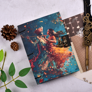 Radha Krishna Dance Theme A5 Lock <b>Diary</b> Handmade Vintage <b>Notebook</b> 100 Pages Spiritual Journal Romantic Devotional Artistic Gifts - Product Image 1