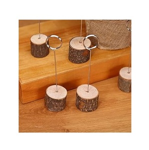 <b>Rustic</b> Wood And Metal Place Card Holder Organizer Tabletop Numbers Card Holder Modern Business Card Holder - Product Image 1