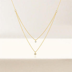 Collier pour femme en or blanc plaqué or 14 carats avec diamant de laboratoire taille brillant rond certifié IGI, style minimaliste pour usage quotidien - Product Image 1