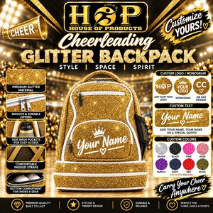 Cheerleading Sparkle Backpack All Seasons Girls Glitter PU Travel <b>Bag</b> Custom Team Logo OEM Waterproof Portable <b>Anti</b>-<b>Theft</b> <b>bags</b> - Product Image 6