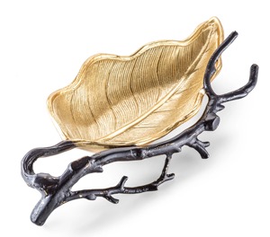 Juego de tazones decorativos de latón dorado y negro con diseño de hojas, perfecto para dulces, frutas, servicio de invitados y decoración de mesa, procedente de la India. - Product Image 5