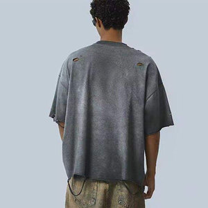 T-shirt vintage délavé personnalisé pour homme, coupe décontractée, en coton épais, fournisseur en gros, OEM ODM - Product Image 2