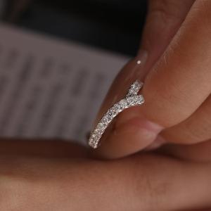 V-Shape Lab Grown Diamond Curved Wedding Band 18K Yellow Gold Chevron <b>Stacking</b> <b>Ring</b> Guard Enhancer for Women - Product Image 3