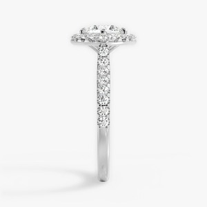 Anillo de Compromiso con Halo de Diamantes Cultivados en Laboratorio, Corte Redondo, 1.35CTW, Oro Blanco de 14K, Joyería Nupcial con Pavé - Product Image 4