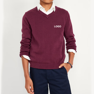 เสื้อสเวตเตอร์เด็กสีเทาปักโลโก้แบบสวมหัวสำหรับชุดนักเรียน - Product Image 5