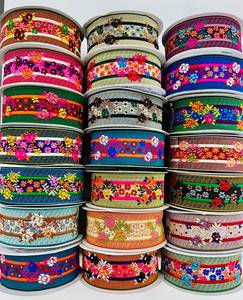 Encajes Bordados de Gran Ancho con Diseño Floral Multicolor para Moda, Decoración y Suministro al por Mayor para Exportación - Product Image 2