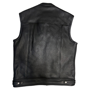 KAROZAN Men's Black Leather Jacket Full Sleeve Windproof Winter Style with Logo on <b>Back</b> Neck - Product Image 2