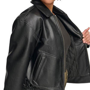 Chaqueta de Cuero Elegante para Mujer, Diseño Transpirable de Punto, Impermeable, Ecológica, Moderna, Cálida, para Uso Casual al Aire Libre - Product Image 5