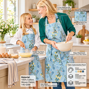 Tablier de cuisine unisexe à motif floral en coton tricoté 140 GSM, impression numérique, tour de cou réglable, logo personnalisé, vente en gros - Product Image 4
