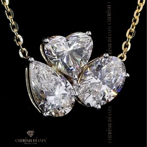 Elegante Collar con Colgante de Diamantes en Forma de Pera, Corazón y Óvalo, en Oro Amarillo de 18K, para Mujer - Product Image 3