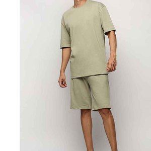 Conjunto Casual de Otoño para Hombre, Transpirable, de Dos Piezas, con Camiseta de Manga Corta y Pantalones Cortos con Cintura Elástica, 100% Algodón - Product Image 4