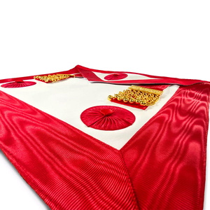 Tablier maçonnique brodé sur mesure, rouge, blanc, bordure dorée, style classique, accessoire de cérémonie pour franc-maçon - Product Image 6