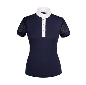 Camisas de equitación para mujer al por mayor, personalizadas, de malla transpirable, poliéster/nailon, tops tipo polo para competición con cierre de cremallera - Product Image 2