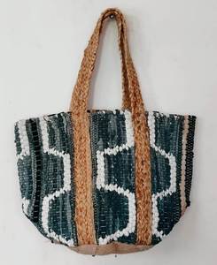 Fashionable Braided Jute Cotton Chindi Beach Tote <b>Bags</b> Large Shopping <b>Bags</b> with Custom Logo best for shopping <b>bags</b> for girls - Product Image 2