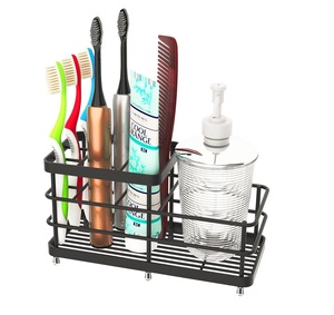 Bathroom Toothbrush Holder Toothpaste Stand Accessories <b>Storage</b> <b>Box</b> <b>Shelf</b> Rectangle Metal Free Standing Modern - Product Image 6