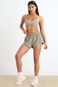 Wholesale Custom Sage Grey Terry Towelling Women <b>Shorts</b> With Pockets <b>Super</b> Soft Comfy & Breathable Gym Fitness <b>Shorts</b> For Women - Product Image 2