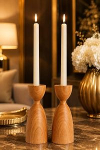 Candelabro Redondo de Madera Maciza y Portavelas Pulido Hecho a Mano, Decoración de Mesa para el Hogar y Bodas por Aqudus Saleem - Product Image 4