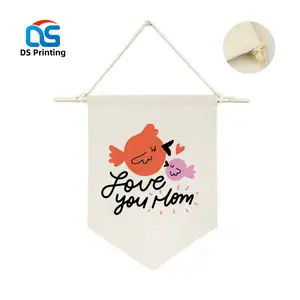 Wholesale wall hanging decoration banner custom canvas banner wall golf eco flag cotton with pole printing canvas children