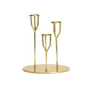Porte-bougie double en métal fantaisie en forme de U avec base ronde en marbre, support moderne pour bougies coniques, accent décoratif de table pour la maison - Product Image 6