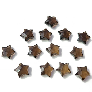 Charmes en quartz fumé naturel sculptés à la main en forme d'étoile, facettés, perles de quartz fumé pour la création de bijoux à prix de gros - Product Image 1