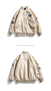 OEM ที่กำหนดเองเย็บปักถักร้อย Ptaches ฤดูหนาว100% ผ้าฝ้ายขนแกะมหาวิทยาลัยผู้ชายแจ็คเก็ตตัวแทน - Product Image 3