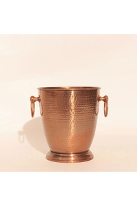 Antique Copper Finish Hammered <b>Ice</b> Bucket Vintage Style Wine Chiller with Pedestal Base Elegant Metal Wine Bucket with <b>Ring</b> Hand - Product Image 2