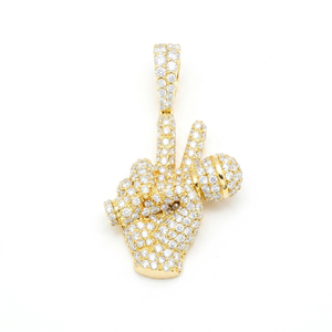 Custom 10K <b>Solid</b> <b>Gold</b> Microphone Iced Charms <b>Pendant</b> Trendy Hip Hop Fine Personalized Sign Geometric Moissanite Diamond Necklace - Product Image 2