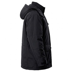 <b>Men's</b> <b>Black</b> <b>Long</b> Windproof Puffer Jacket Thick Hooded Winter Workwear <b>Coat</b> Stand Collar Zipper - Product Image 3