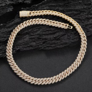 Best Selling Fashion Hip Hop Diamond Chain <b>Necklace</b> with Durable Stainless Steel Base for <b>Long</b> Lasting Everyday Wear - Product Image 3
