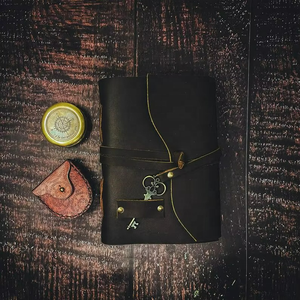 Full Grain Custom Leather <b>Diary</b> Journal Durable Leather <b>Diary</b> Travel <b>Diary</b> Brass Key-<b>lock</b> Thread Sewing - Product Image 4