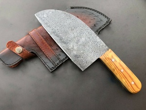 Couteau couperet en acier damas de haute qualité avec manche en bois d'olivier couteau de boucher de cuisine pour couvercle de coupe alimentaire inclus - Product Image 4