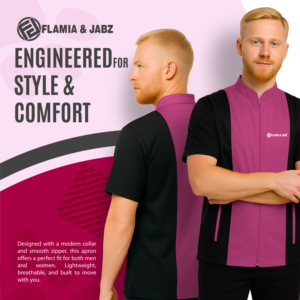 FLAMIA & JABZ Unisex Short Sleeve Work Jacket <b>Light</b> Blue Black Cotton Eco-Friendly Modern Style Convenient Design for <b>Dogs</b> Cats - Product Image 5