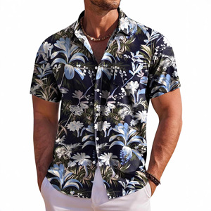 Chemises d'été pour hommes, motif floral hawaïen 3D, popeline, fourniture ODM en 4XL, anti-rides, respirantes, chemise de haute qualité - Product Image 1