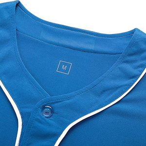 Maillot de baseball bleu pour homme, manches courtes, boutonné, anti-humidité, couleur unie, coupe classique, vêtements de sport pour adulte - Product Image 5