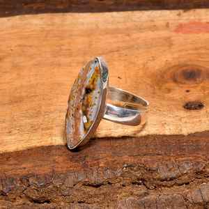 Anillo ajustable de jaspe oceánico con forma de marquesa, plata de ley 925, estilo bohemio, joyería de piedras preciosas hecha a mano, regalo para ella - Product Image 6