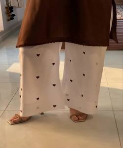 Ensemble haut et pantalon palazzo en coton avec dentelle romaine moderne, tissage artisanal, pour usage quotidien, prix de gros, vêtement ethnique - Product Image 3