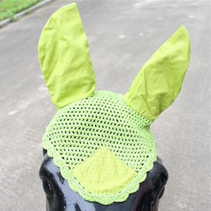 Velo de algodón transpirable para caballo con protección contra insectos y orejeras de malla de ganchillo para equitación y exhibiciones - Product Image 2