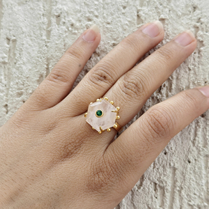 Bague ajustable en pierres naturelles améthyste, amazonite, œil de tigre, quartz rose, plaquée or 18 carats, bijoux de créateur pour femmes, vente en gros - Product Image 4