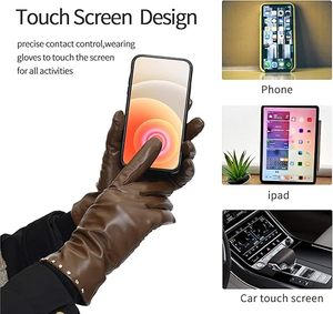 Leather breathable touchscreen warm winter daily use <b>gloves</b> - Product Image 4