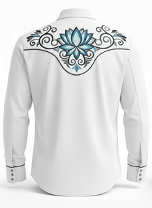 Western <b>Cowboy</b> Shirt Vintage Long Sleeve Slim Fit Casual Unisex | Contrast Piping Western Style Performance <b>Top</b> - Product Image 2