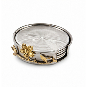 Juego de Posavasos de Metal Martillado con Soporte, Adornos Decorativos en Dorado y Coral para Bebidas, para Bar, Hotel, Mesa de Café, Suministros de Vajilla - Product Image 6