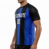 Camiseta de Fútbol ELINE SPORTS Azul y Negra, Manga Corta, Verano, 100% Poliéster, Secado Rápido, Entrenamiento Atlético, Personalizable para Hombre y Mujer