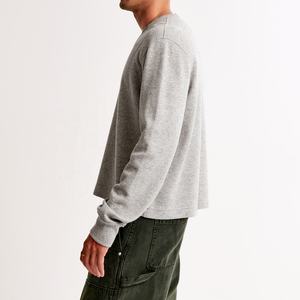 Camisetas de gran tamaño suaves de moda para hombres Jersey de cuello redondo Top en algodón pesado Waffle reciclado Diseño térmico Técnica lavada - Product Image 5