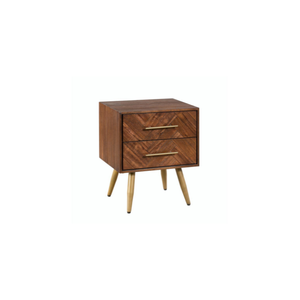 Mesa de Noche de Madera Maciza de 2 Cajones, Diseño Moderno y Ecológico, Colección BERGEN, Mueble de Dormitorio de Alta Calidad - Product Image 1
