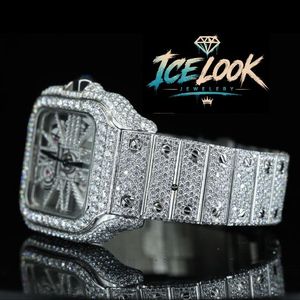 นาฬิกาข้อมือผู้ชาย ICELook รุ่นหรูหรา ตัวเรือนสแตนเลสสตีลทรงเหลี่ยม ขนาด 40 มม. กระจกแซฟไฟร์ หน้าปัดอนาล็อก ประดับเพชรเต็มสาย - Product Image 3