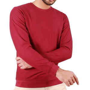Sweat-shirt à col rond pour homme, couleur rouge vin, manches longues, pull décontracté, vêtements d'automne et d'hiver - Product Image 1