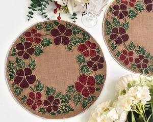Handmade <b>beaded</b> <b>placemat</b> christmas multicolor round table mat joot centerpiecehouse warming gift - Product Image 2